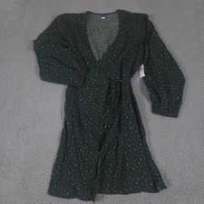Old Navy Dress Women Large Green Floral Ruffle Wrap Mini Tie Waist Boho NEW $50