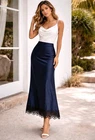 A New Day Satin Lace Hem Slip Skirt Womens L Midi Maxi Whimsical Romantic 100L