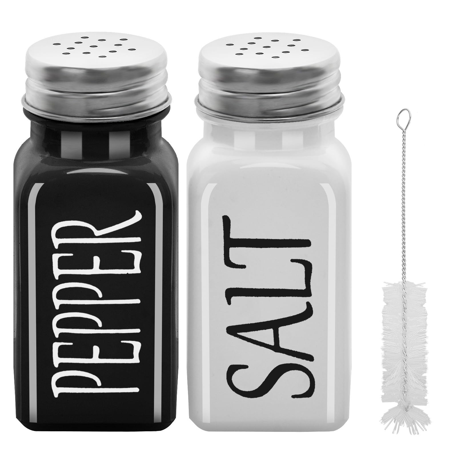 2.8oz Cute Glass Salt and Pepper Shakers Set with Stainless Steel Top - 2pc