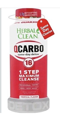 Herbal Clean QCarbo16 Maximum Cleanse Tropical Flavor Detox Drink 16 fl oz