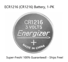 CR1216 Energizer Watch Battery 3V Lithium, Zero-Mercury, New, PK-1, SHIPS FREE!