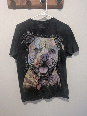 The Mountain Tie Die Pit Bull Graphic T-Shirt Black Sz S Crew neck Love Small