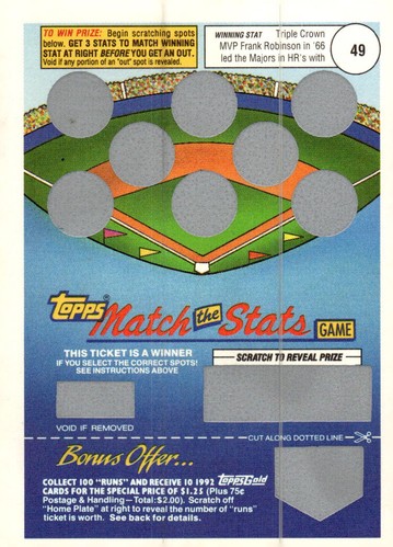 1992 Topps #NNO Match the Stats Spiel - Bild 1 von 2