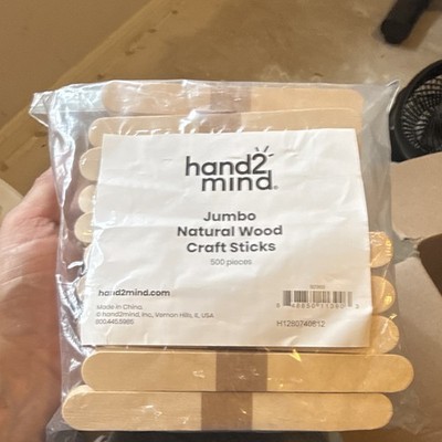 hand2mind Jumbo Rectangle Natural Wood Unfinished Popsicle Sticks 500 Pieces