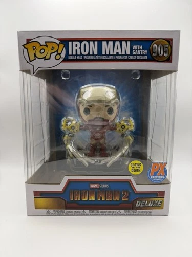 Funko POP! Marvel Studios Iron Man 2 Deluxe Iron Man with Gantry #905 [Glows] PX