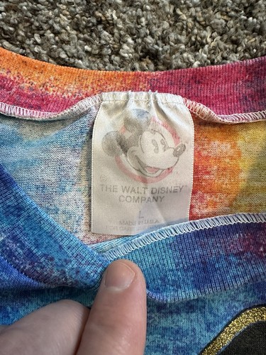Vintage 90s Disney World Mickey Mouse Tie Dye AOP Shirt L USA /50 Single Stitch - Picture 11 of 11