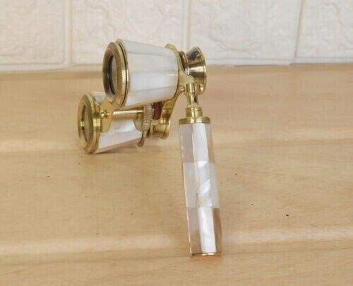 Vintage Brass Opera Glasses Mother of Pearl & Handle Brass Fittings France - Picture 7 of 7