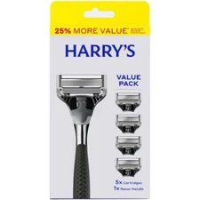 Harry's Original Razor Handle for Men with 5 Razor Blade Cartridges - Ink Chrome