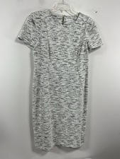 Womans Calvin Klein Knee Length Sheath Dress Size 14 Black White Back Zip 