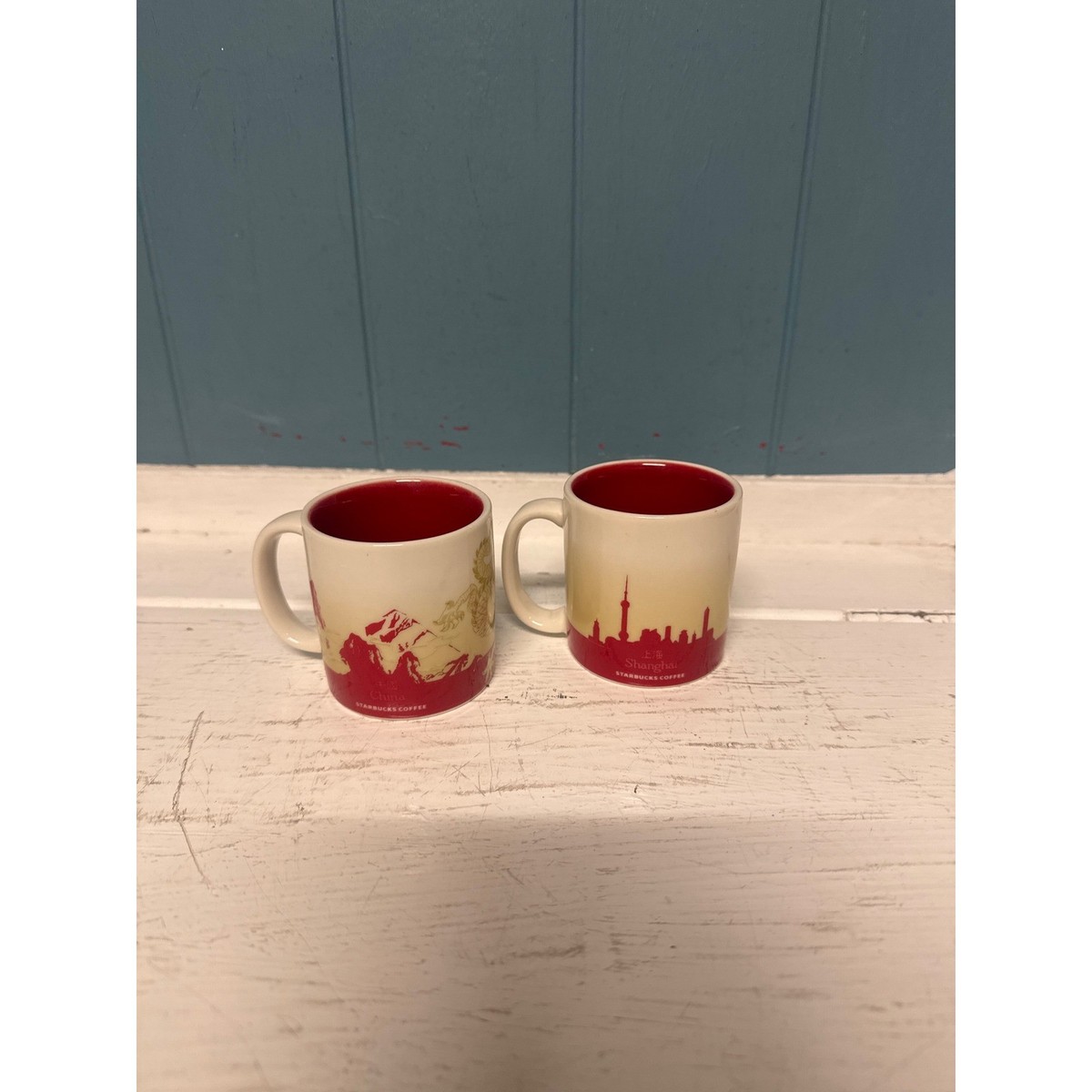Starbucks Global Icon Series China Shanghai Espresso Mugs Set of 2