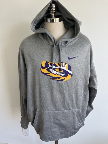 LSU Tigers Nike Dri Fit Hoodie Sweatshirt Gray Mens 3XL XXXL Pullover Football - 第 1/4 張圖片