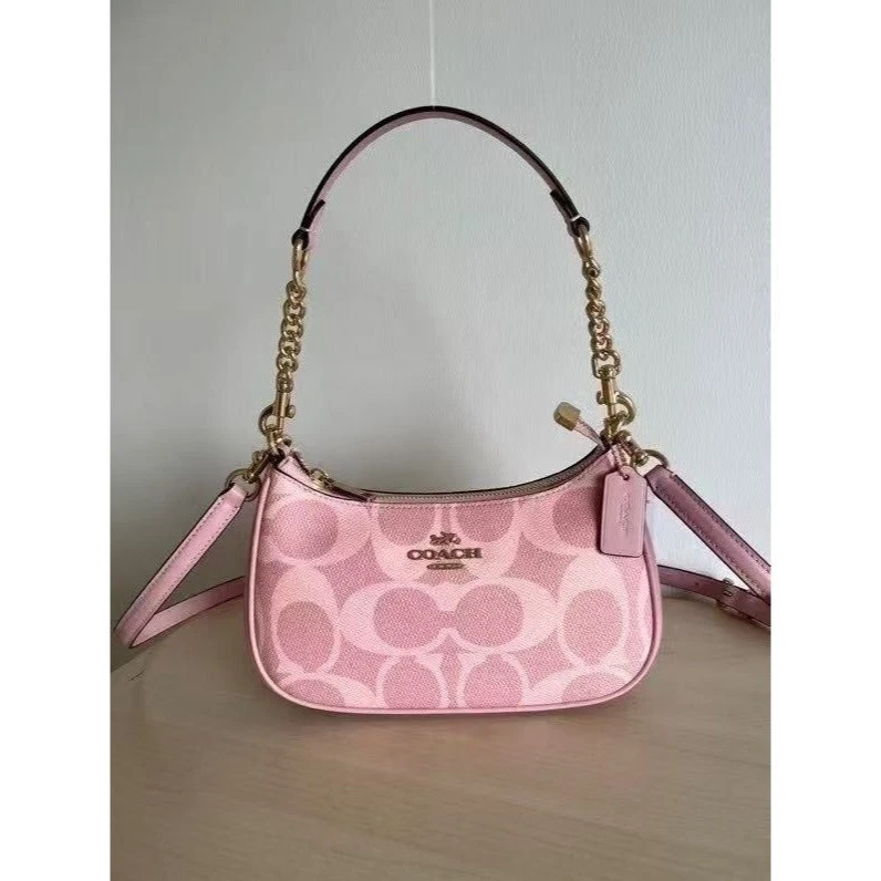 Bolsa de ombro COACH Teri em lona exclusiva/ouro/pó rosa nova CAL51 - Imagem 4 de 4