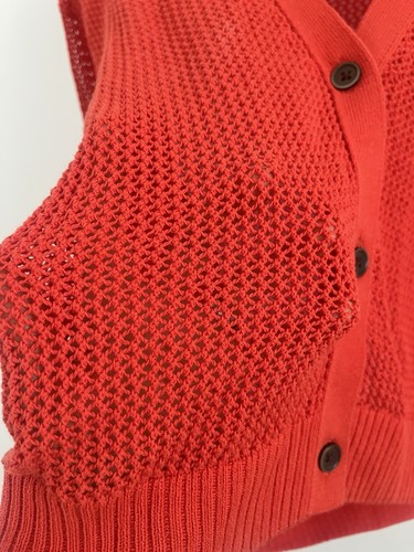 WOMENS UNIQLO V NECK MESH CARDIGAN SMALL ORANGE - Picture 4 of 6