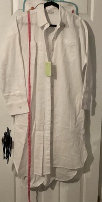 Esprit White  Shirtdress Pockets Cottagecore SZ 4 Linen/cotton Resort No Belt