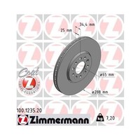 Zimmermann 100.1235.20 Bremsscheibe Vorderachse FüR Vag Vw (Faw) Vw (Svw)