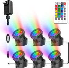 RGB Pond Lights with Timer, LED Underwater Submersible Colorful Landscape Spotli