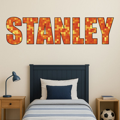 Personalisierte Kinder Pixel Gamer Lava Name Wandaufkleber Block Schlafzimmer individueller Aufkleber
