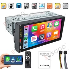 Single 1Din 7" Touch Screen Stereo Bluetooth GPS Radio Car Apple/Android Carplay
