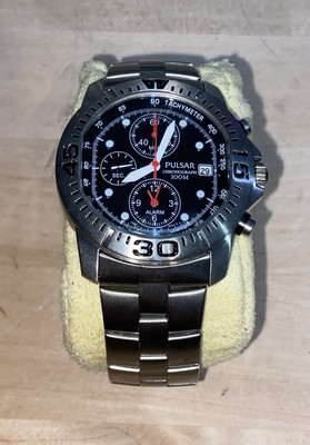 #ad #ad PULSAR 7T62 X109 Stainless Steel Watch Chronograph Alarm Date $65.00