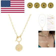 18K Gold Plated Moon Star Lion Evil Eye Love Heart Cross Pendant Necklace Med...