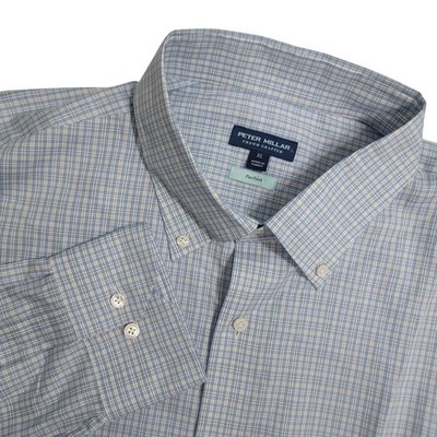 Peter Millar Crown Crafted Flex Finish Sorrento Sport Shirt Blue Frost XL $250