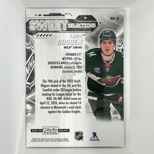 2024-25 O-Pee-Chee Platinum Sweet Selections Liam Ohgren SS-6 - Picture 2 of 2