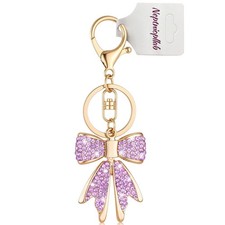 Coquette Bow Keychain Crystal Shiny Diamond Bow Bag Charm Keyring Valentine K...
