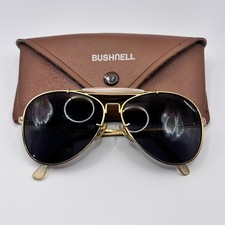 Bushnell Vintage Aviator Sunglasses Shooting Gold Tone Case Double Bridge
