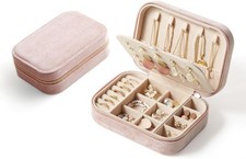 Plush Velvet Travel Jewelry Box, Portable Jewelry Case for Women Girls, Doubl...