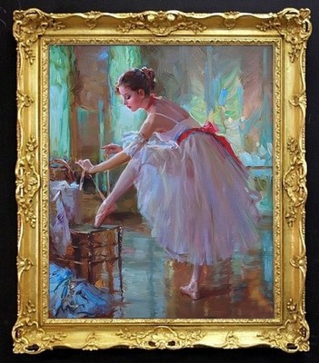 Handmade Oil painting original Art female ballet girl on canvas 24''X30''