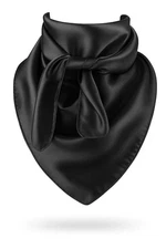 Black Wild Rag Large Scarf 35x35 Inches Silk Feel Polyester Western Accessory Co