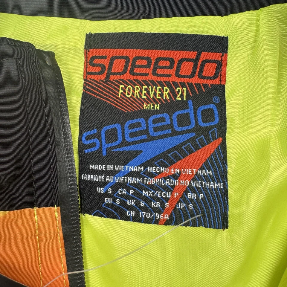 Speedo Forever 21 Jacket Mens Small Orange Yellow Water Print Pullover Swim Surf - Image 4 of 4
