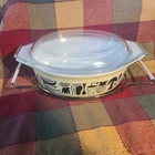 Vintage 1958 Pyrex "Mod Kitchen" Cradled Oval Covered Casserole Dish 1.5 Quart