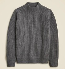 J.Crew 100 Cashmere Ribbed Mockneck Sweater Gray Men's Size Large 268 NWT