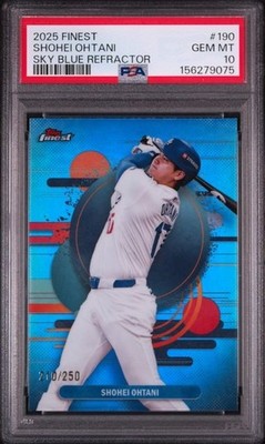 2025 Topps Finest - Uncommon Shohei Ohtani #190 Sky Blue Refractor /250 PSA 10 