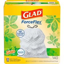 Glad ForceFlex Tall Kitchen Trash Bags, 13 Gallon, Gain Original, 140 Count
