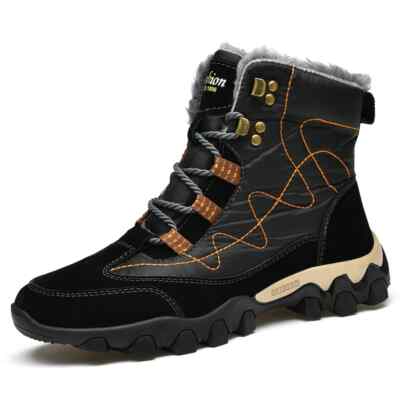 Men's Waterproof Ankle Boots Warm Plush Snow Boots Fashion Outdoor Hiking Boots