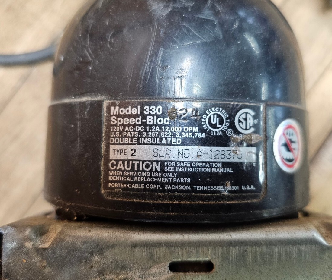 PORTER CABLE "SPEEDBLOC" MODEL No. 330, TYPE 2, 1/4 SHEET FINISH