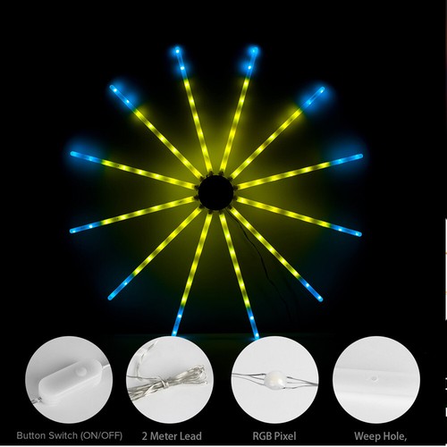 Smart USB Firework LED Fairy string Light RGBIC WS2812B Meteor Starburst lights - Picture 12 of 16