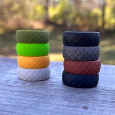 8Pc Set Silicone Rings Dragon/Fish Scale Men Bands Sz 8-14 Gold Silver Gray Navy