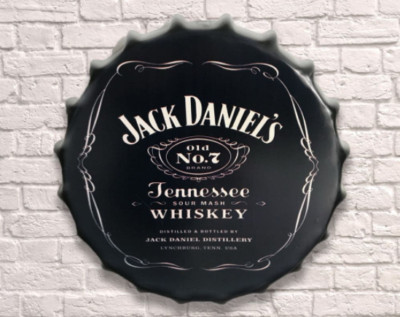 Bier Flaschendeckel Schild JD Whisky Metall Vintage Bar Wandaufsteller Bourbon 40cm