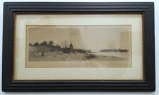 Antique John Octavius Anderson “Day’s Dying Glow” Signed Etching 31.5"x18.5"