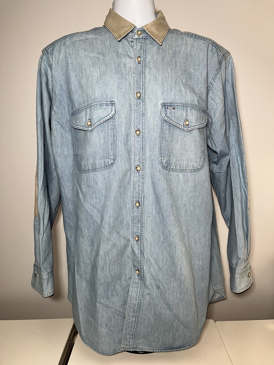 Woolrich Denim Shirt USA製 XL Woolrich Vintage Made in USA Heavy Denim Shirt Stone Washed