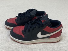 Nike Air Jordan 1 Low Bred Toe Boys Youth 5.5 Black Red 553560-066 2023