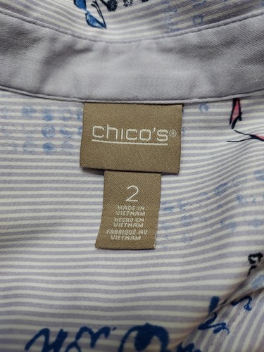 Chico's Women's Ls Multicolor Button Up Tunic Top Sz 2 GUC 😊FAST SHIP😊 - Picture 6 of 7