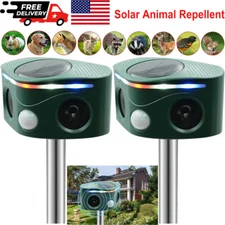 1/2 Pack Solar Ultrasonic Animal Repellent Dog Cat Skunk Deer Raccoon For Garden
