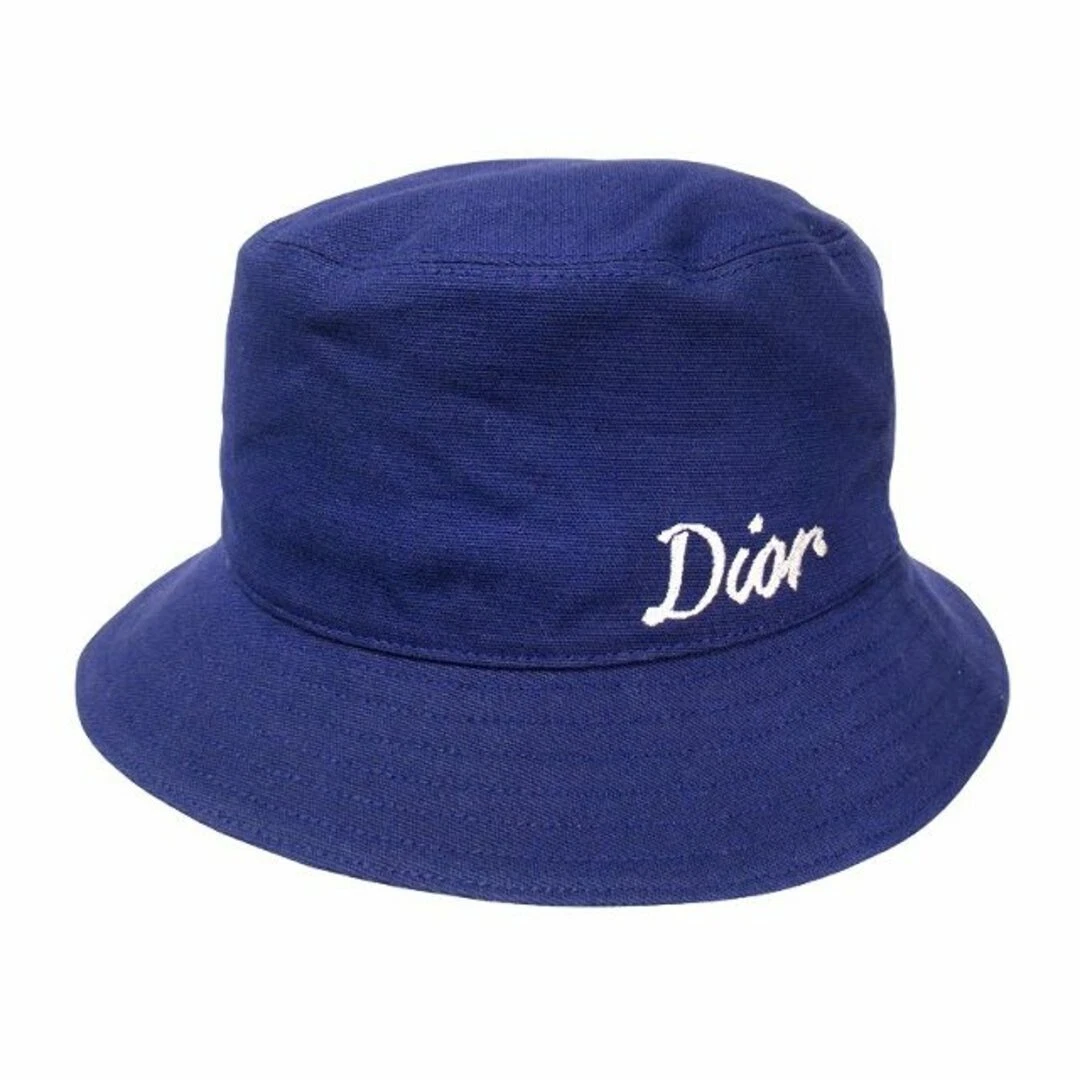 Chapeau seau broderie logo Dior 22aw dos oblique 293C906B4511 taille M bleu occasion