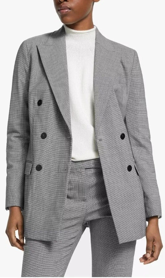 Theory double breasted check best sale blazer