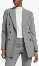 Theory Double Breasted Check Tailored Blazer, Black/multi Size Uk 10| Ref U1#