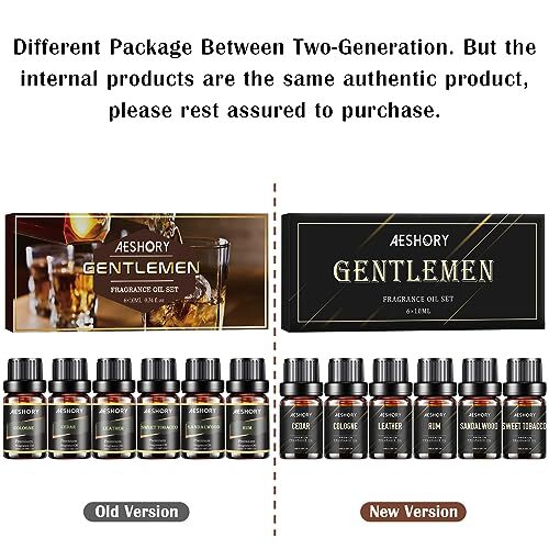 Gentlemen's Essential Oils Set - 6x10ML Mens Fragrance Oil for